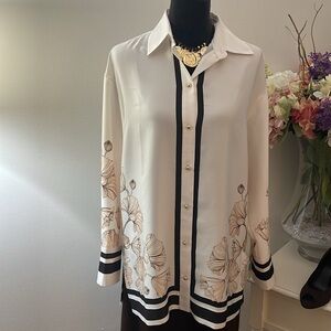 Like new, H&M Cream and Black Floral Blouse Small Medium